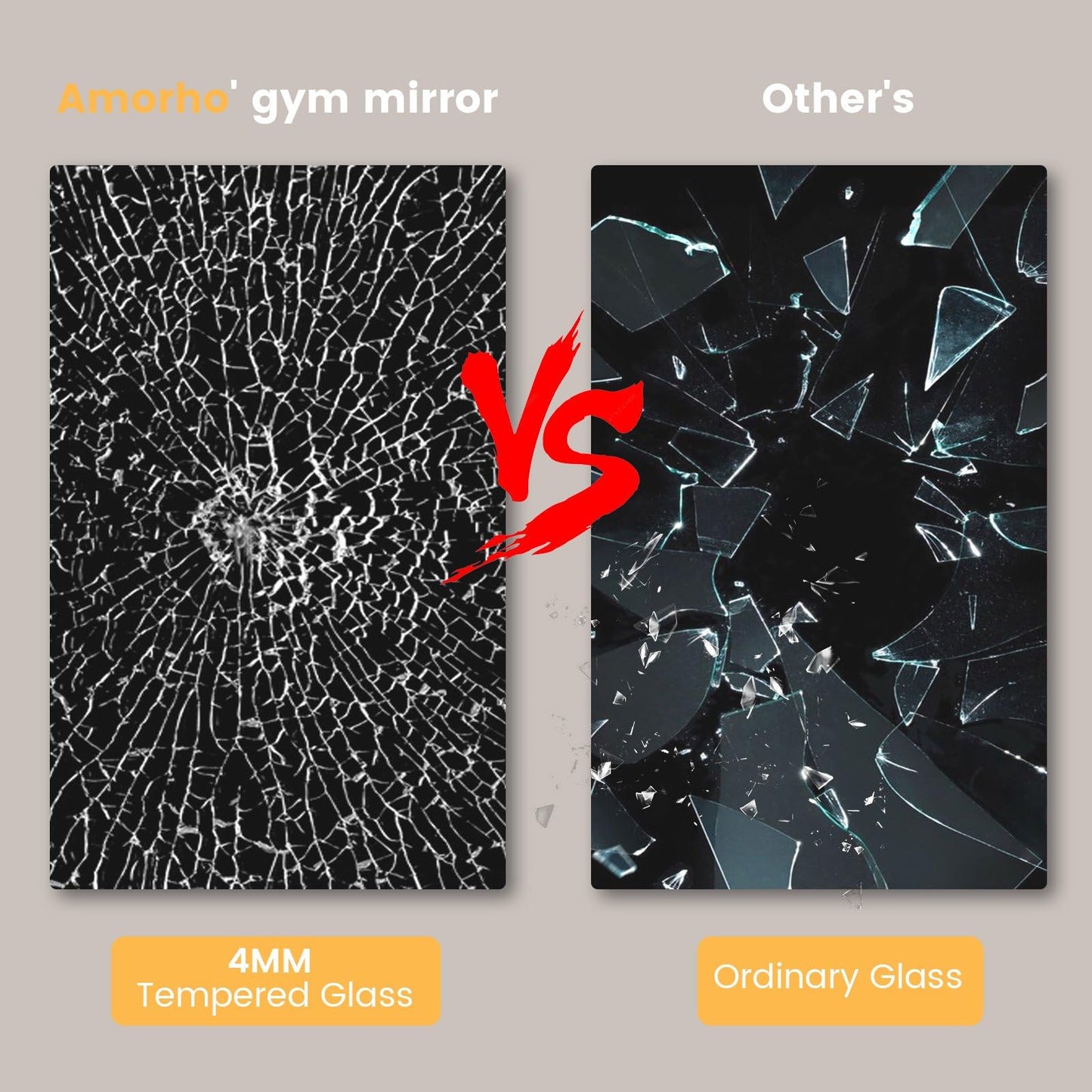 Amorho 63''x28''(Each)-2Pack Gym Mirror, Tempered Glass Frameless Full Body Mirror for Home, Yoga Studios, Dance Rooms, Garage Gyms.