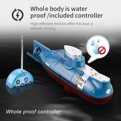 GoolRC Mini RC Submarine, LSRC-SMI Remote Control Boat Waterproof Diving Toy (Blue)