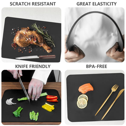 ZVP Thick TPU Cutting Boards for Kitchen, Rubber Flexible Cutting Board Mats, Nonslip Silicone Chopping Mats Foldable BPA Free Knife Friendly Non-Toxic Dishwasher Safe