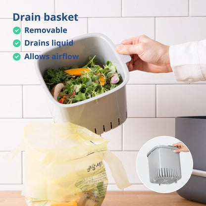 BLUE GINKGO Kitchen Compost Bin - Easy Clean Food Waste Bin for Kitchen | Countertop Compost Pail Bucket | Made in