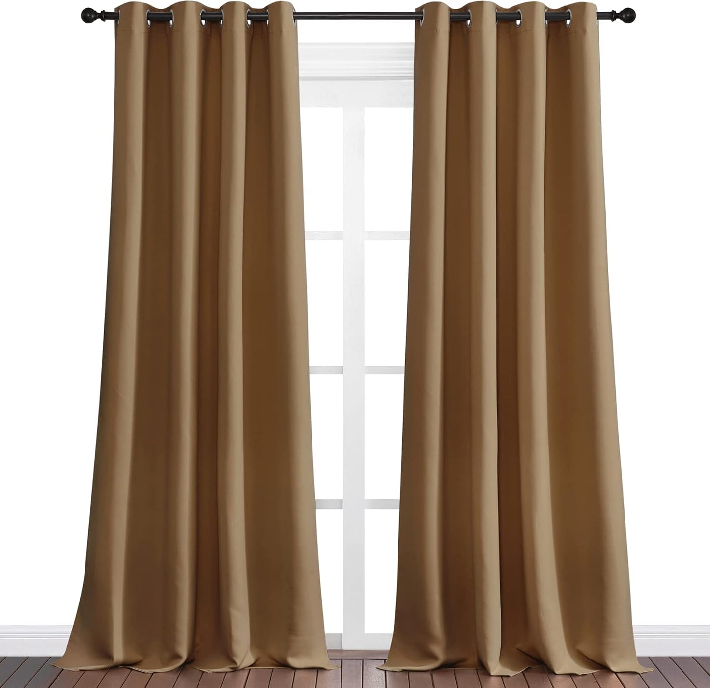 NICETOWN Blackout Curtains - Noise Reducing 102-Inch Length, 2 Panels, Gold Brown | W55 x L102 for Luxury Decor