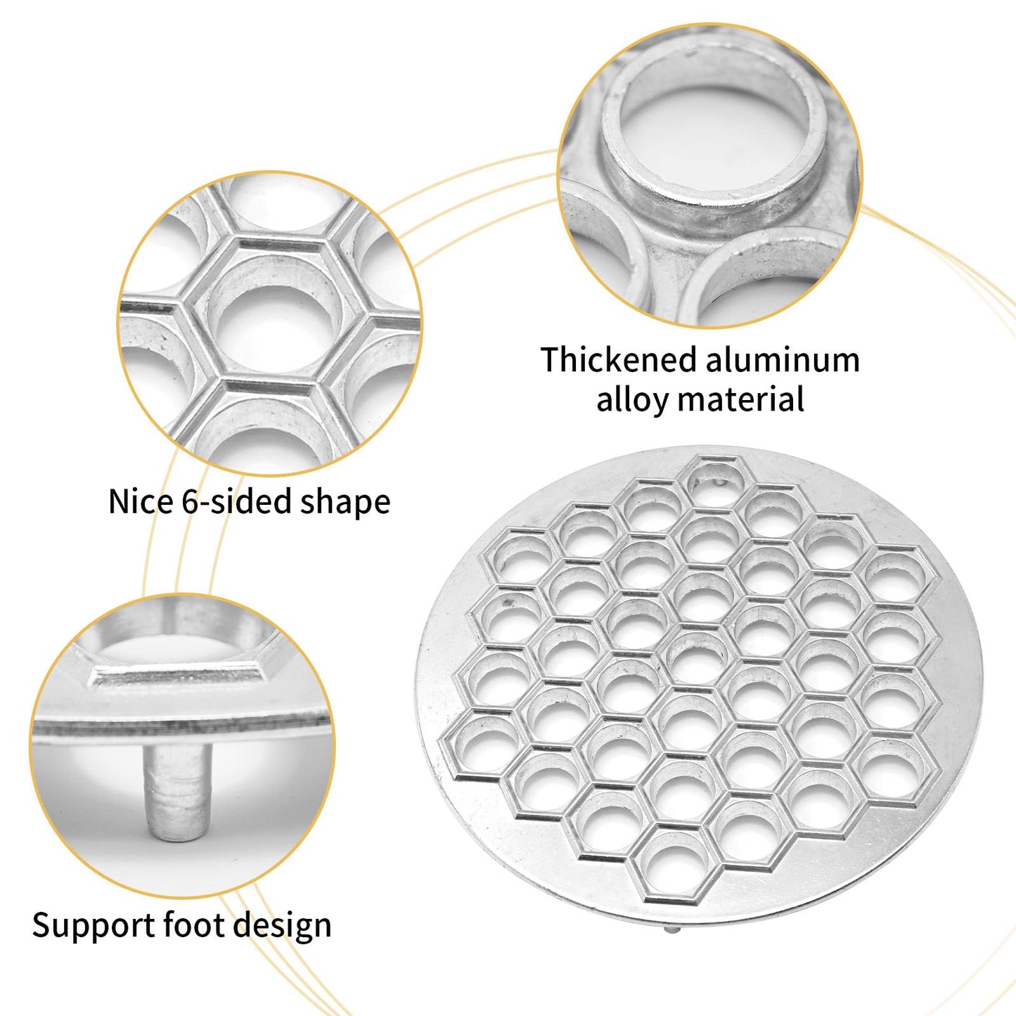 Hoypeyfiy Russian Ravioli Maker Dumplings Mold Metal Maker Pelmeni Meat Dumplings Maker 37 Holes Handmade Dumpling Cutter Silver for Holiday Party Household Use