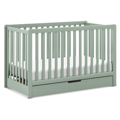 Carter's by Davinci Colby 4-in-1 Convertible Crib with Trundle Drawer in Light Sage, Greenguard Gold Certified, Undercrib Storage
