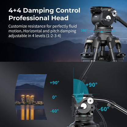 SMALLRIG 79''/200.5cm Heavy-Duty Carbon Fiber Video Tripod, 7-Step Counterbalance Head, Snap-on Quick-Release Plate for DJI & MFT 501, Max Load 17kg/37lb, Professional Video Shooting - FSD18-5578