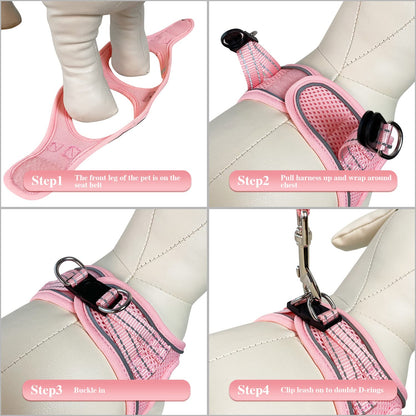 YIMEIS Dog Harness and Leash Set, No Pull Soft Mesh Pet Harness, Reflective Adjustable Puppy Vest for Small Medium Large Dogs, Cats (Pink, Medium)