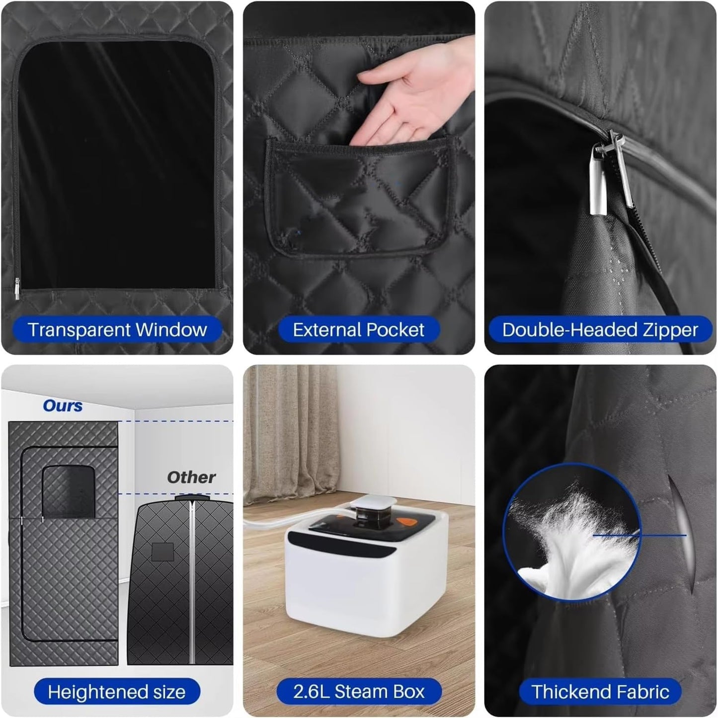 YXKJZHF Portable Steam Sauna Box, Cotton Thicken Personal Sauna Tent Kit for Home Spa, Indoor Sauna Relaxation with 2.6L Steam Generator