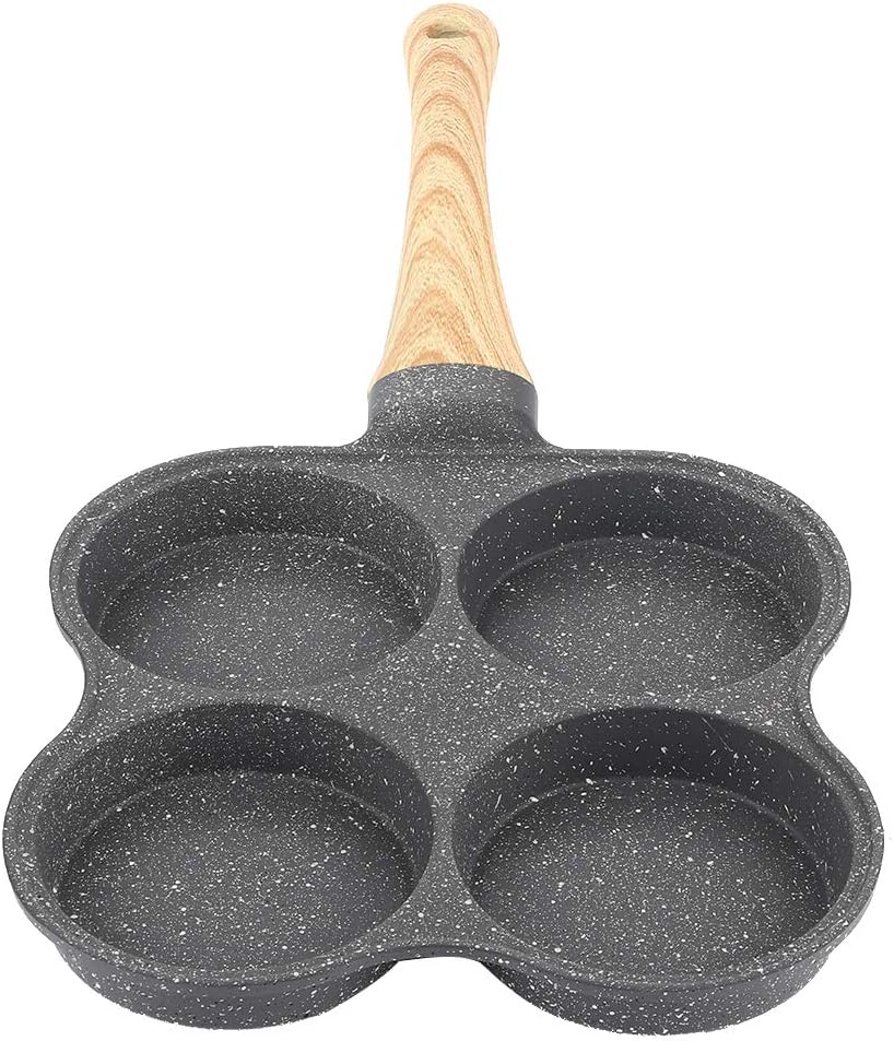 Egg Frying Pan, 4 Hole Non-Stick Omelet Pan, Easy Clean Aluminium Alloy Cooker for Breakfast
