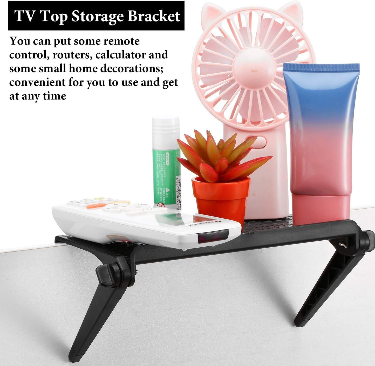 2 Home(8.5 4.5 Inch,Black) Blulu Pieces TV Top Shelf Adjustable Screen Shelf TV Monitor Top Bracket for Cellphone