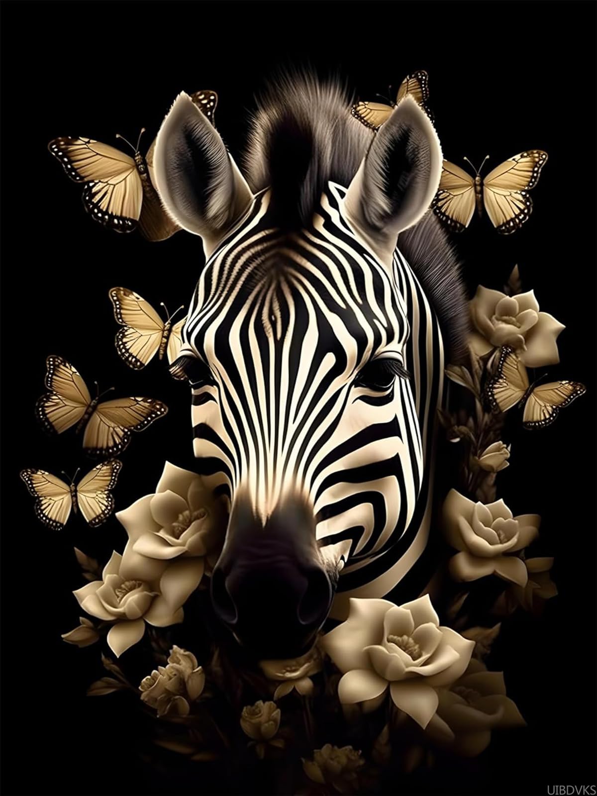 UIBDVKS Diamond Art for Adults Animal Full Drill Diamond Art Kits Beautiful Zebra Surrounded by Flowers DIY 5D Diamond Dots Painting Diamond Art Kits for Art Wall Decor Gifts 12x16 inch