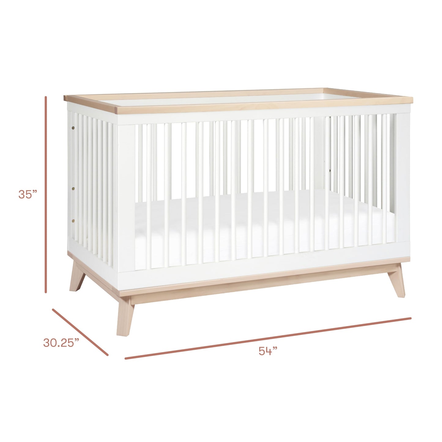 Babyletto Scoot 3-in-1 Baby Crib Convertible to Wooden Toddler Bed, Daybed - GREENGUARD Gold Certified - Easy Assembly, Made of 100% Solid Wood - Includes Toddler Conversion Kit - White/Washed Natural
