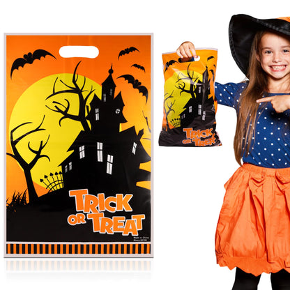 Srenta Halloween Bags - 50 Piece Set, 11x17 Inches, Plastic, Candy, Goody, Gift, Party Favor Supplies