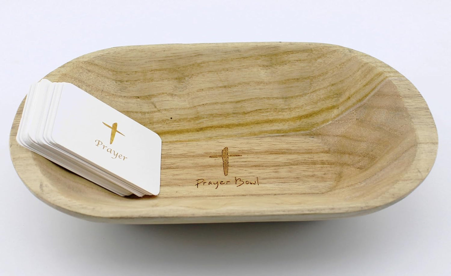 Fight Club Wood Prayer Dough Bowl, Christian Easter and Christmas Gifts, Rustic Farmhouse Decor with 24 Blessing Cards