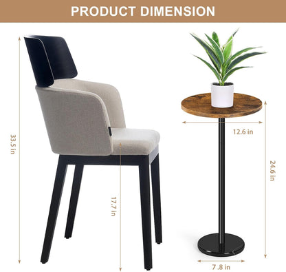 OYEAL Drink Side Table Small Round Cocktail Table for Patio Outdoor Pedestal Side Table Coffee Table with Black Marble