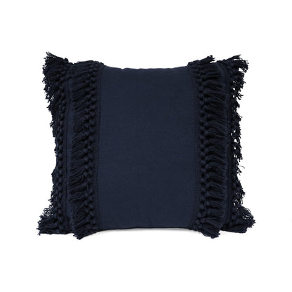 Lush Decor Modern Tassel Decorative Throw Pillow, 20" W x 20" L, Navy - Square Pillow - Throw Pillows For Bed, Couch, Or Chair