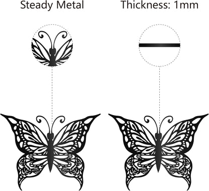 CREATCABIN Butterfly Metal Wall Art Decor, Black Iron Hanging Ornament, Wall Sculpture Gift for Home Office