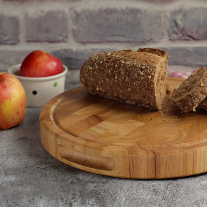 End Grain Cutting Board, Extra Large & Thick, End Grain Built-In Compartment and Juice Canal, Heavy Duty Chopping Board, Thick Carving Board for Bread Fruits Meat (13x13 Inches)