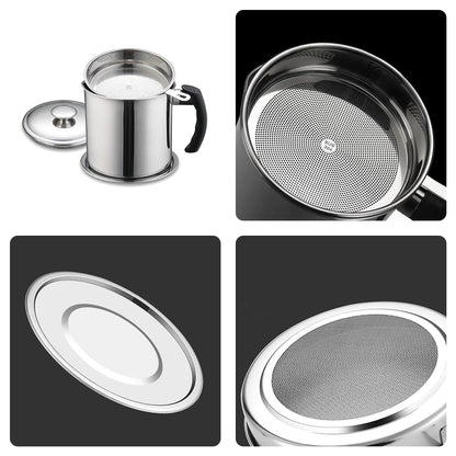 YYJINGYOU Grease Container with Fine Mesh Strainer kitchen oil storage tank pot 1.3L