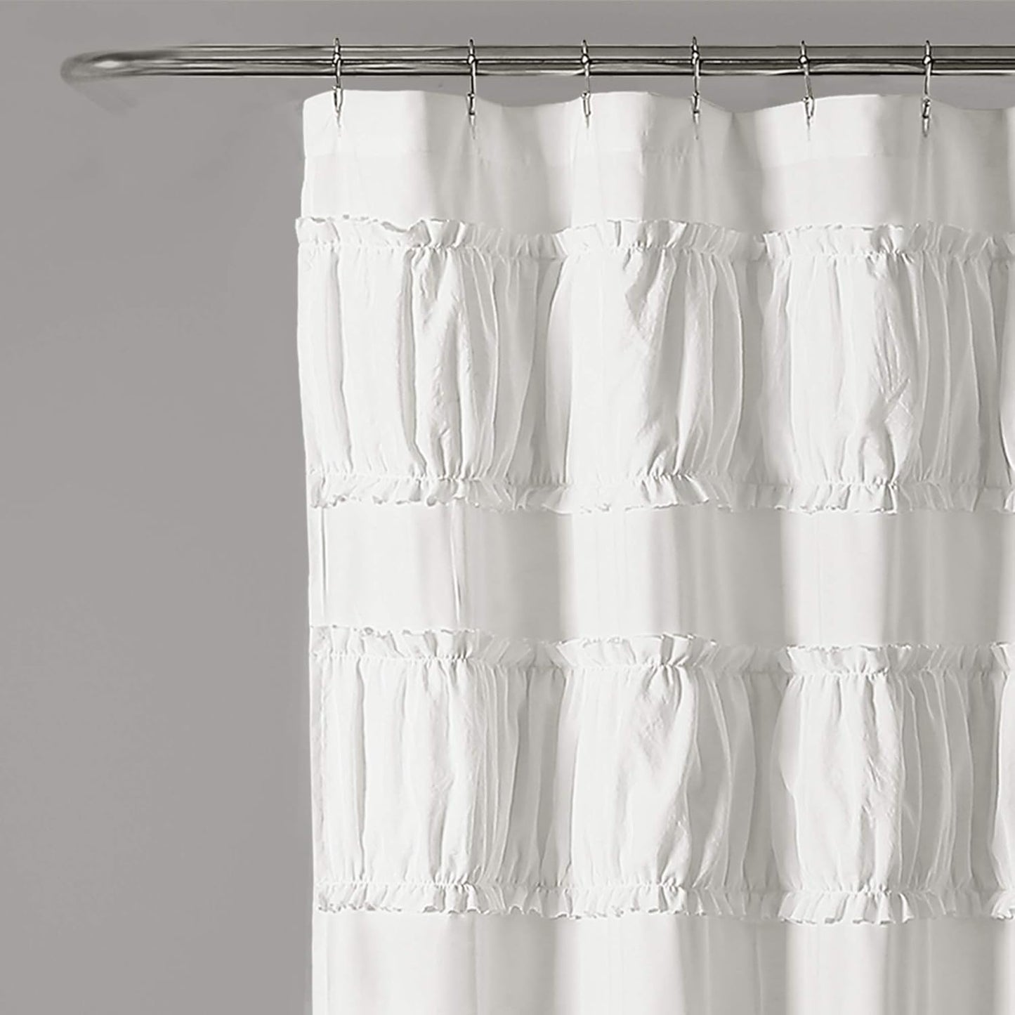Lush Decor White Nova Ruffle Shower Curtain - 72" x 72"