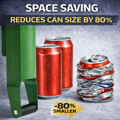 Green Сan Crusher for Recycling - 8oz 12 oz 16oz Heavy Duty Aluminum Can Smasher Countertop Metal Compactor Can Crusher Foot for Recycling Beer Seltzer Soda Cans and Plastic Bottle