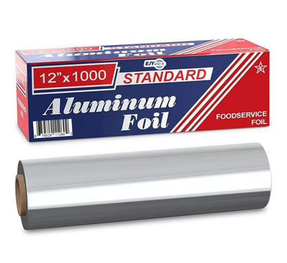 EJY IMPORT Standard Premium Aluminum Foil | 12”x1000 Feet Long | Industrial Size and Strength | Commercial Grade & Length Foil Wrap for Food Service Industry and Home Use| Strong Silver (1 Pack)