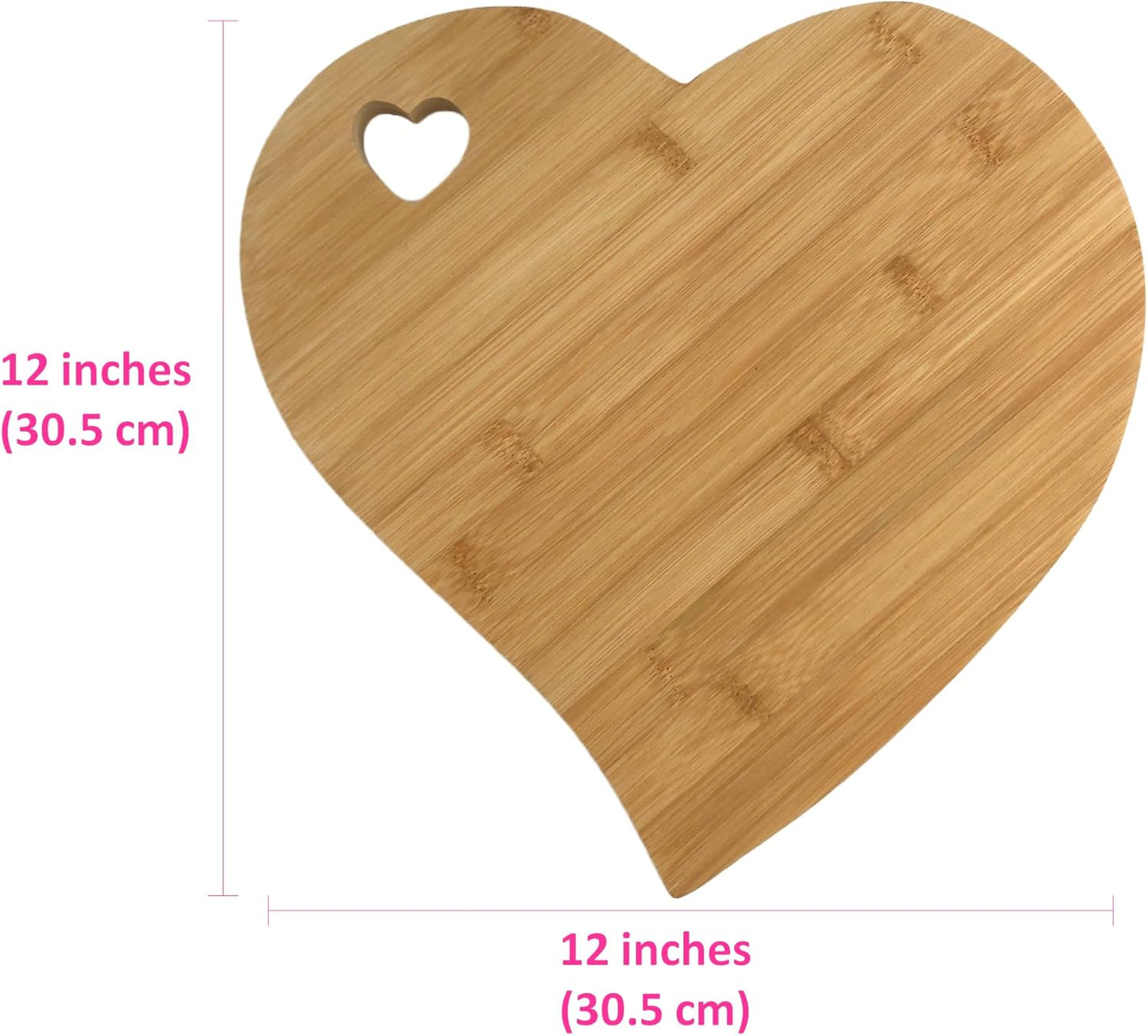 Heart Shaped Charcuterie Board, Unique Wooden Cutting Board for Meat and Cheese Platter (Bamboo)