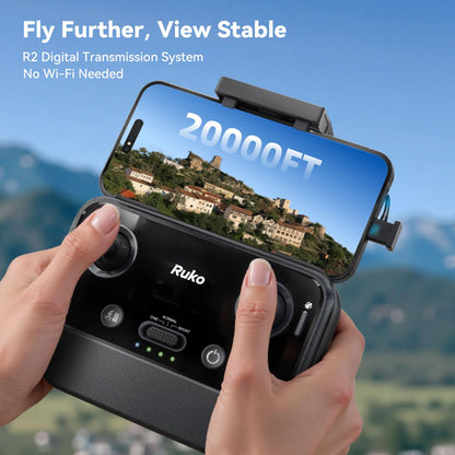 Ruko U11MINI 4K, Drones with Camera for Adults 4K Video 8K Photo, Under 249g, 3-Axis Gimbal EIS, 20000ft FPV Transmission, AI Takeoff/Landing, Auto Return, GPS with Beeper, Beginner (96-Min Flight)