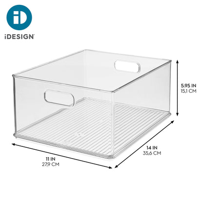 iDesign Recycled Plastic Stackable Storage Bin with Handles - Clear