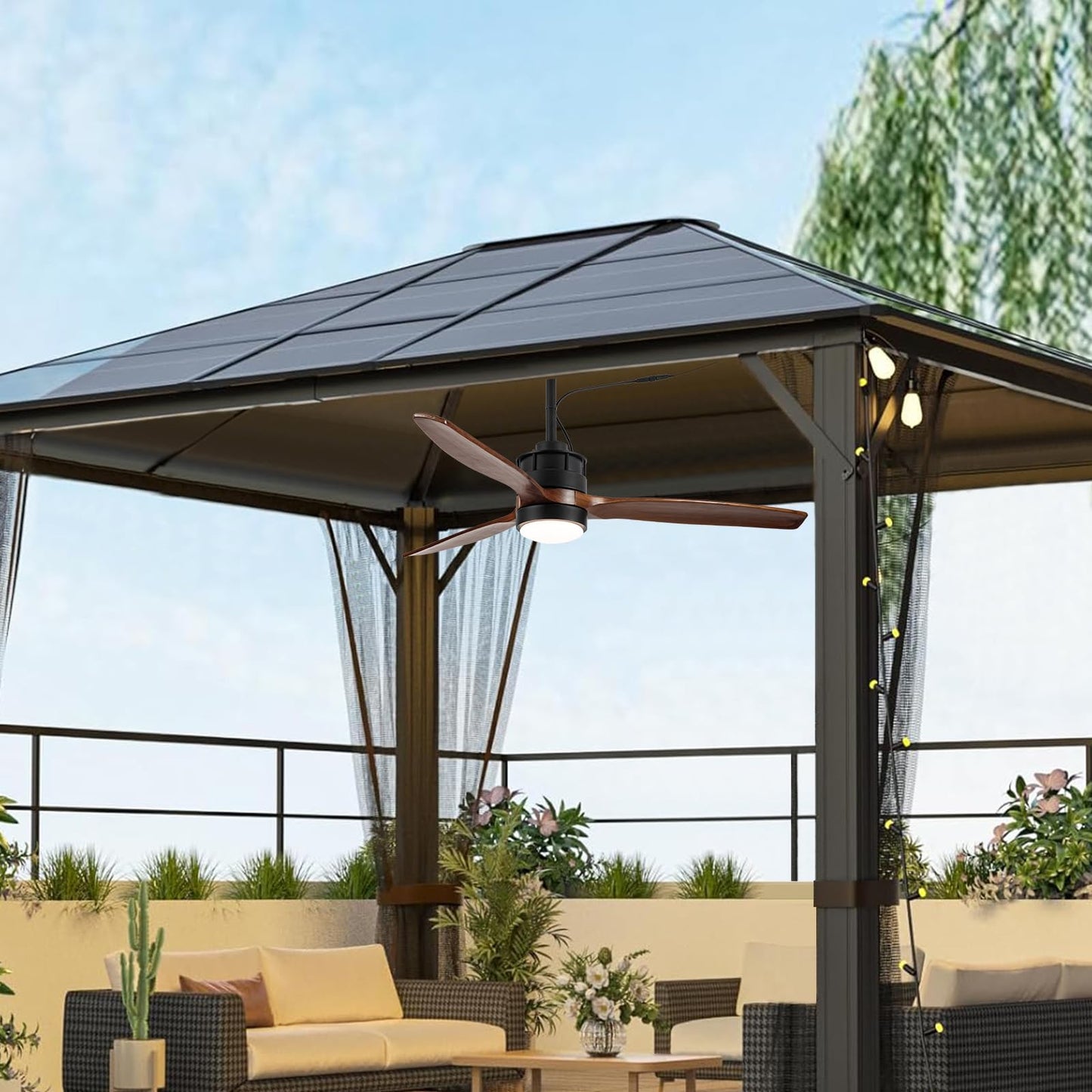 EKIZNSN 42'' Outdoor Ceiling Fans Waterproof with Light for Patios/Gazebo/Pergola, 16-feet Extension Cord Included