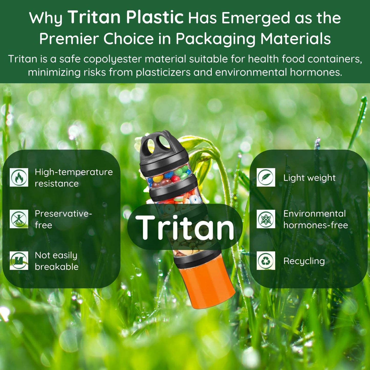 SELEWARE Portable Stackable Food Storage Containers for Snacks Formula Powder and Drinks Twist Lock System Airtight Leak-proof BPA and Phthalate Free 4 Piece Jars 31oz, Black