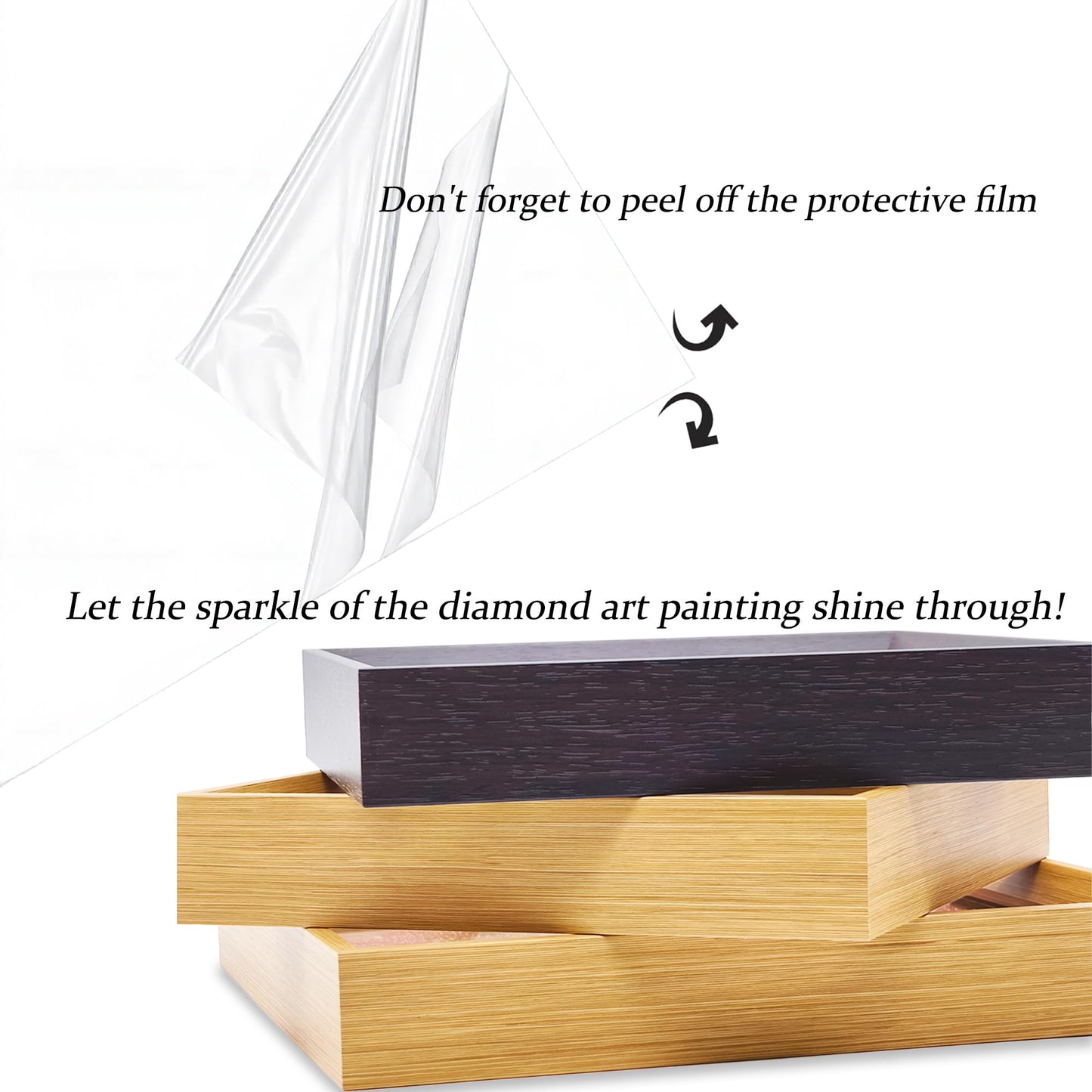 Eiflow Tabletop Diamond Art with Black Wood Frame, Desktop Diamonds Painting Kit for Adults, DIY Acrylic Gem Art Painting on Stand Board Kit