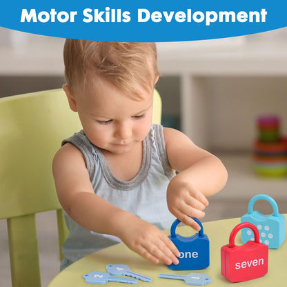 YYDeek Montessori Toys for 3 Year Old, Preschool Activities Toys Games for Toddler, Lock & Key Counting Toys for Toddlers, Math Manipulatives for Preschool Kindergarten Learning & Education