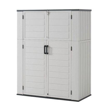 Aoxun 61 Cu.Ft Outdoor Storage Shed, Widened Outdoor Storage Cabinet Waterproof Vertical Resin Shed with Floor for Patio, Garden Tools, Pool Equipment, Easy to Assemble (White)