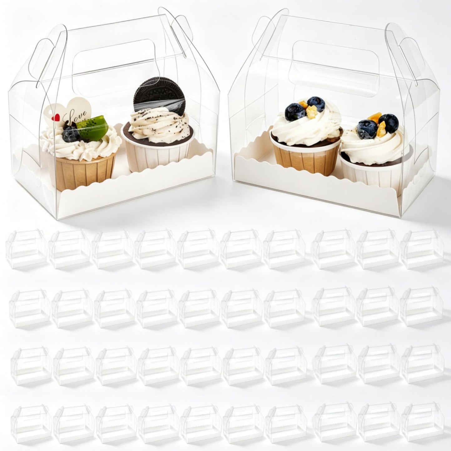 Nagpew Clear Gable Bakery Gift Box,40 Pack, Handles, Party Favor