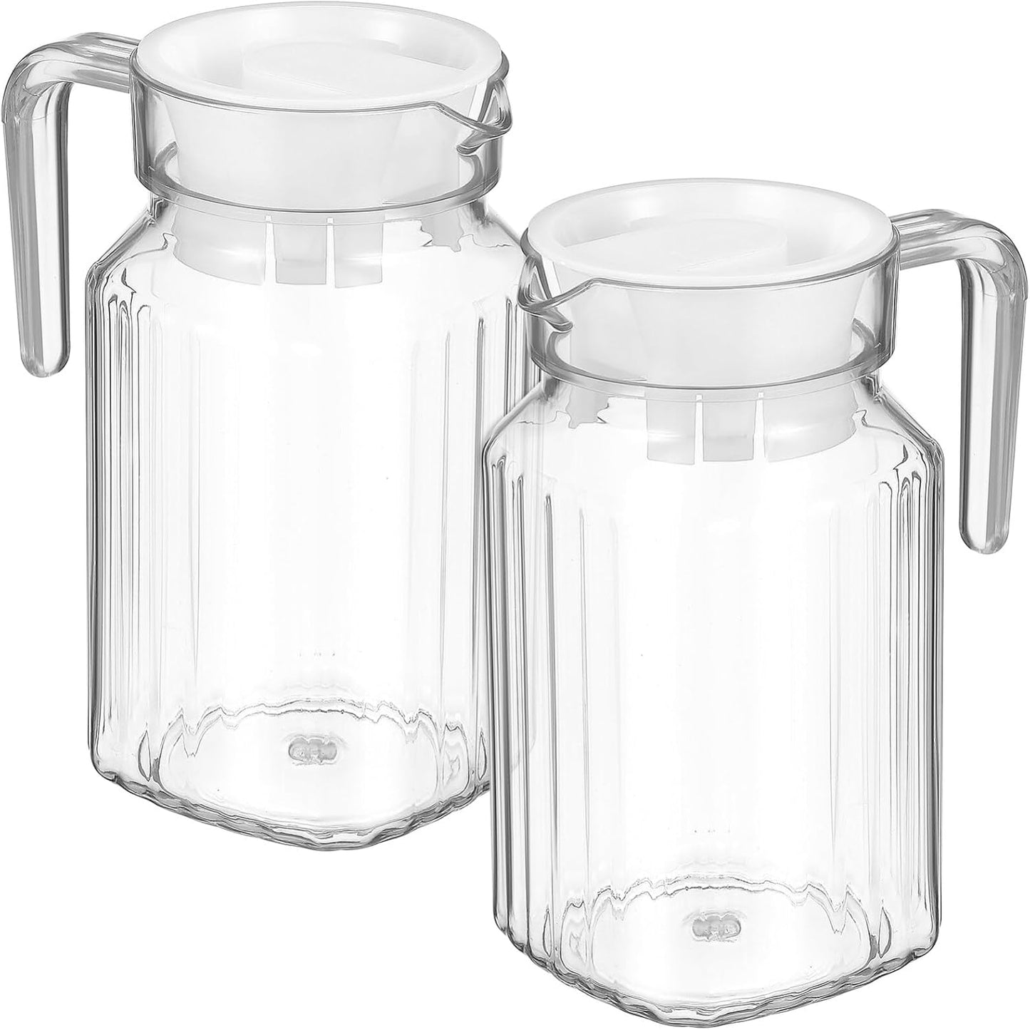 SEWACC 2 Pcs Pot Cold Water Bottle, 21oz/600mL Glass Pitcher with Lid, Covered Pitchers for Iced Tea, Fridge Jug Water