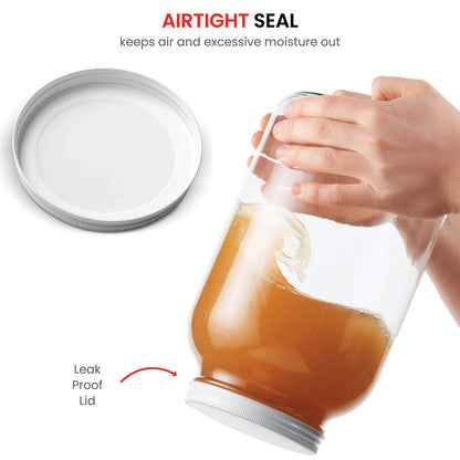 1 Gallon Glass Jar With Lid – 2 Pack Large Glass Jar With Airtight Metal Lids - USDA Approved BPA-Free Dishwasher Safe, Wide Mouth Sun Tea Jar, Gallon Mason Jar for Storage, Fermenting, And Brewing