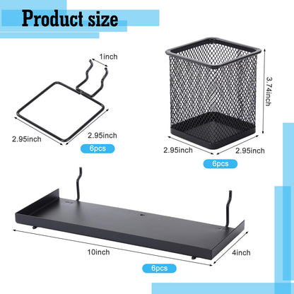 Tosstuki 12 Pack Pegboard Organizer Accessories - 6 Pegboard Cups Pencil Holder Peg Board - 6 Shelves Metal Shelf Brackets - Tools Storage Arrange System Kit for Office Garage Room