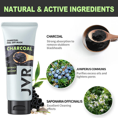 JVR Peel Off Face Mask, Blackhead Remover Mask for Men, Charcoal Peel Off Black Mask, Facial Mask Purifying and Deep Cleansing for All Skin Types 4.23 OZ