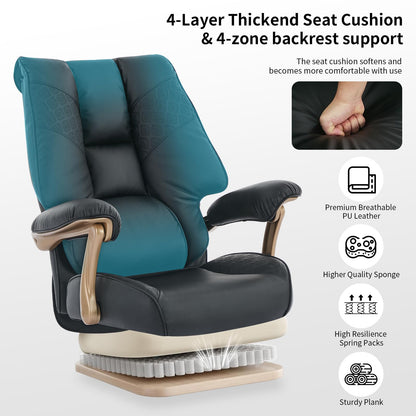 EXCEBET Big and Tall Executive Office Chair with Footrest, 400LBS Capacity Ergonomic High-Back Desk Office Chair with Lumbar Support, Padded Armrests & Thick Cushion, Black PU Leather Chairs