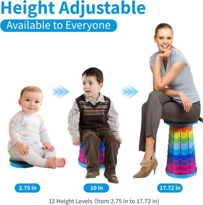 VECELO Telescoping Folding Stool - Portable Collapsible Design | 400lbs Capacity, Rainbow Blue