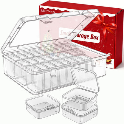 Mathtoxyz Bead Organizer Box, 30Pcs Small Beads Organizers and Storage Plastic Cases Mini Clear Dimond Storage Containers Boxes with Hinged Lid and Rectangle for Bracelet Making DIY Jewelry Craft Nail