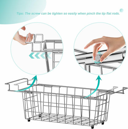 17.5"~20.4", 2 pack SANNO Chest Freezer Baskets, Stainless Steel Storage Organizer Bins with Sturdy Handles for Chest