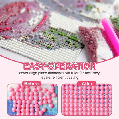 MECCANIXITY Diamond Paint Ruler Kit, Stainless Steel Drawing Ruler with 800 Blank Grids Diamond Mesh Round Dot Drill Alignment Tools for DIY Art Paints Crafts (6.1 x 2.68inch, #140/#141)