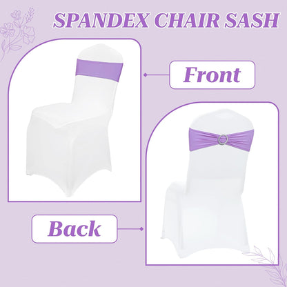 MDS Spandex Chair Sashes - Universal Elastic Stretch Bands with Buckle Slider for Weddings | Lavender, Pack of 150