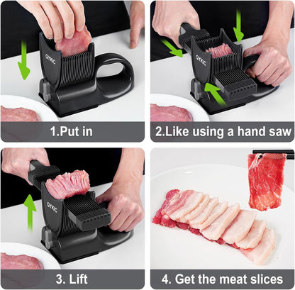 2 4 mm, 17 1 Fresh Meat Slicer with SteadyGrip, Thickness Adjustable or IN Stainless Steel Manual Meat Cutter, Cleaver