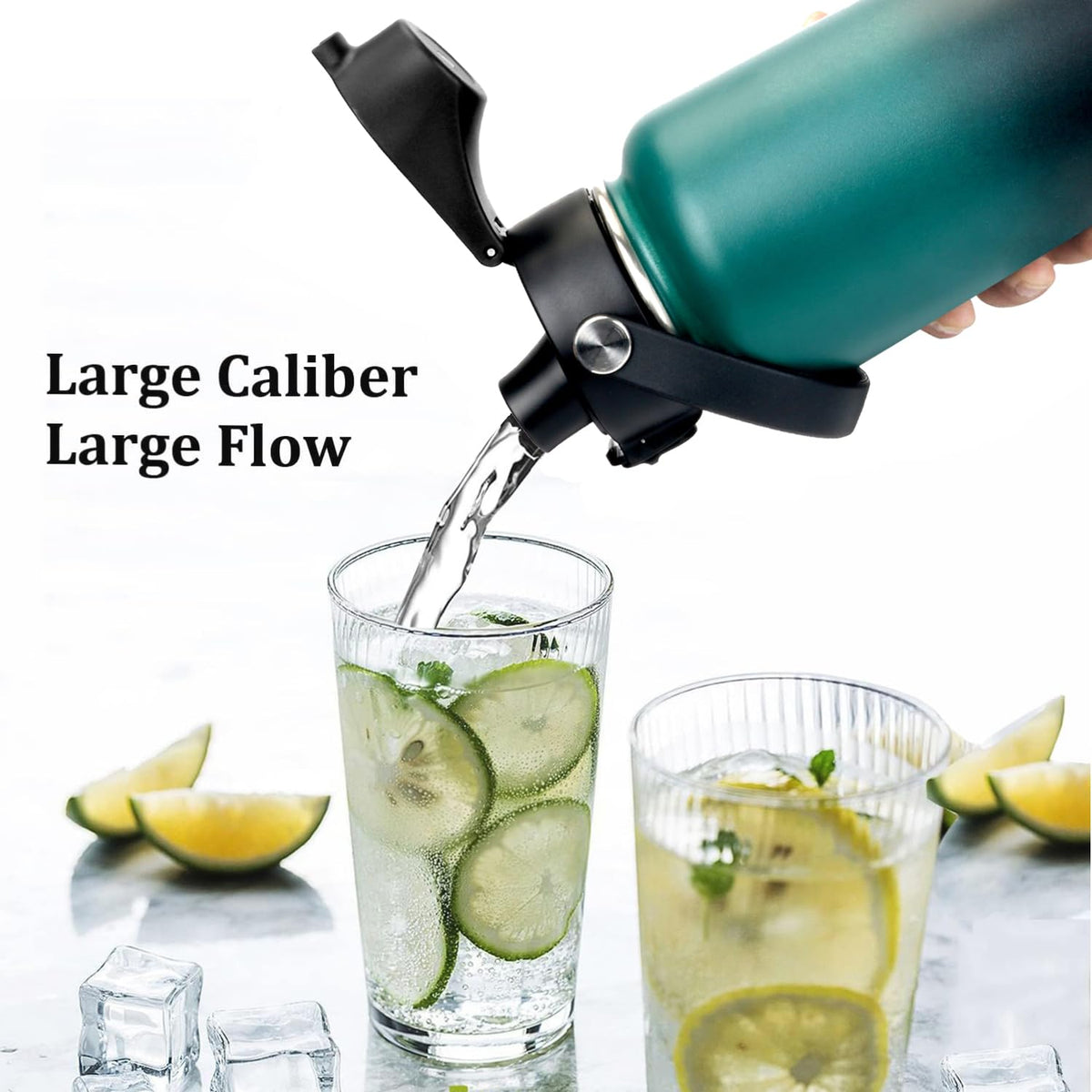 Water Bottle Insulated 32oz 40oz 64oz 128oz Straw Lid Spout Lid & 3 Lids, Leak Proof, Vacuum Insulated,Stainless Steel Water Bottle Wide Mouth for Sports, Gym or Office (Indigo Crush, 32 oz)
