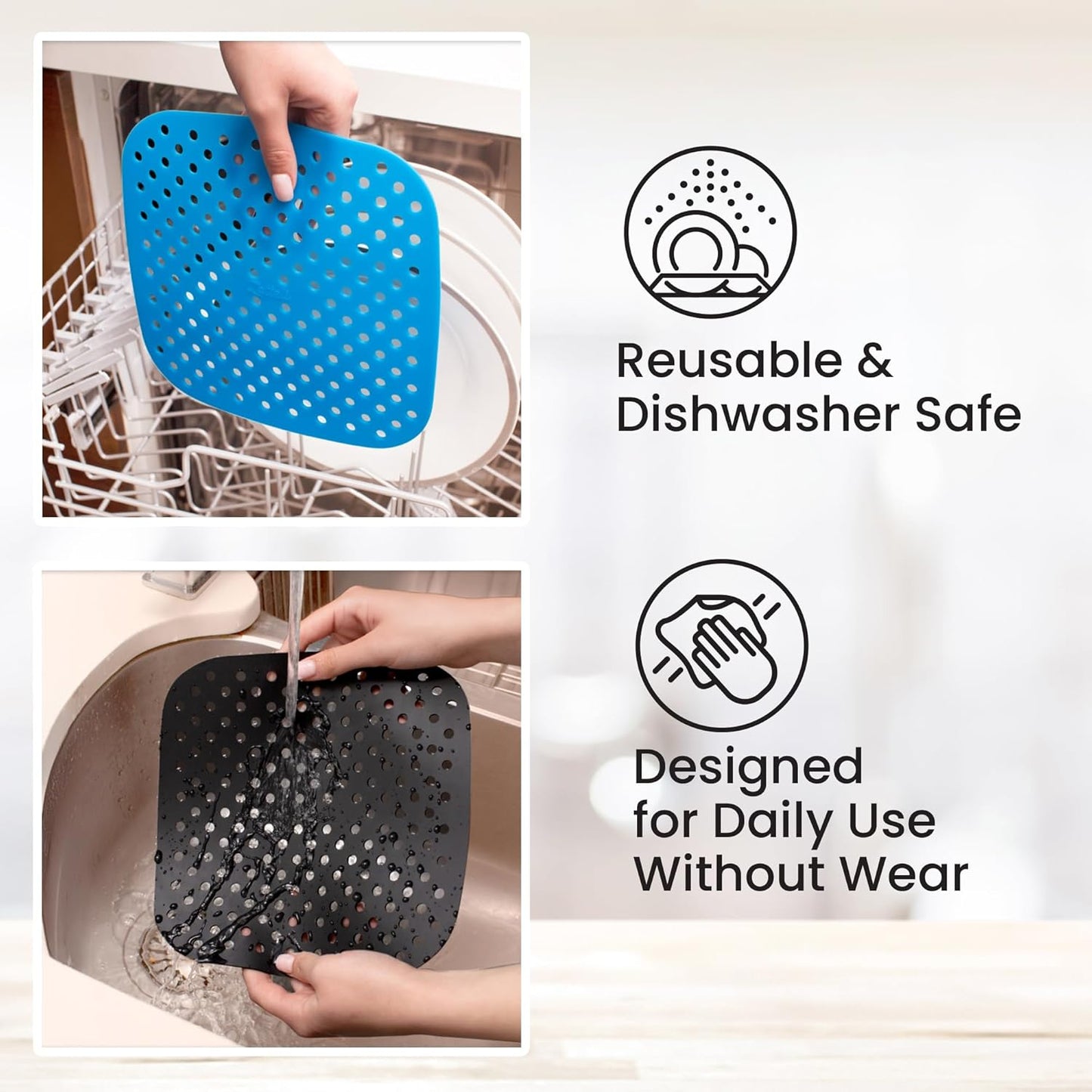 Reusable Air Fryer Liners 3 Pack, 7.5" Square Silicone for 3-5QT or Bigger, Easy to Clean Non-Stick Parchment