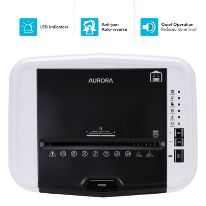 Aurora Professional Grade 120-Sheet Auto Feed Micro-Cut Paper and Credit Card Shredder with 5 Gallon Pullout Basket / 30 Minutes/Security Level P-4 (White/Black)