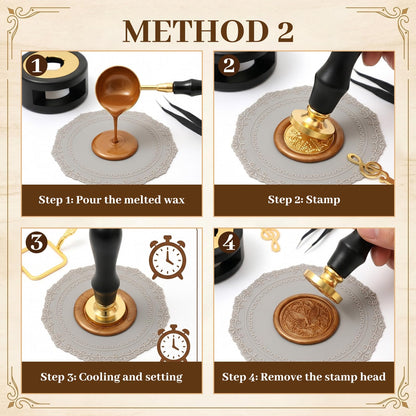 18Pcs Wax Seal Stamp Kit,Classic Sealing Wax Stamp Heads with Wooden Handle Metal Wax Seal Molds, Wax Warmer Melting Spoon Silicone Mat for Wedding Invitation Letter Envelope Gift Cards DIY Crafts