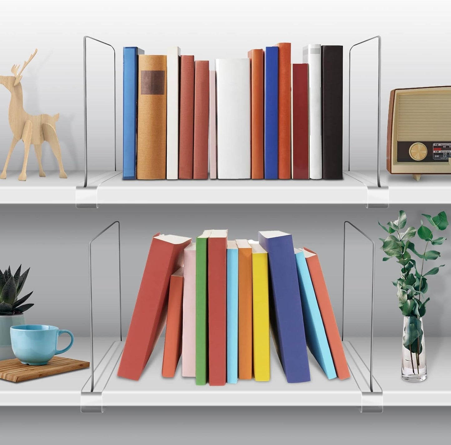 12 Inches Closet 6 Pack Closet [Extra Tall Version] Clear Shelf Dividers for Organization and Storage, Purse Organizer