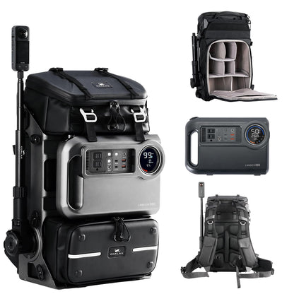 COALAX Lancer300 Pro Camera Backpack with 300W Power Station, Modular Creator Backpack with Magic Arm for Hands-Free POV Filming, Exoskeleton Camera Bag for Photography & Outdoor Production (Black)